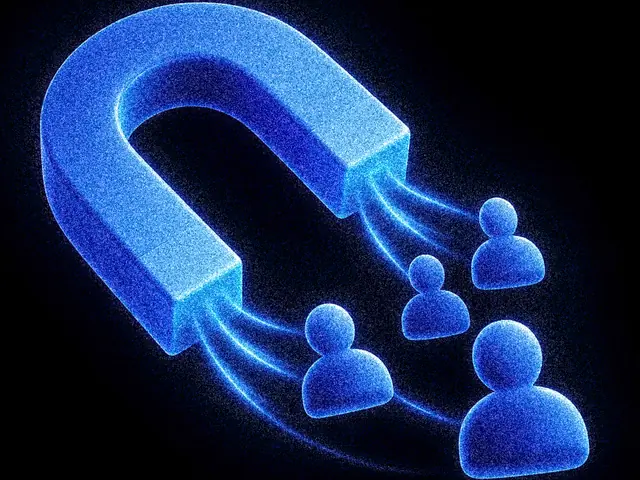 A glowing blue magnet drawing in figures of people